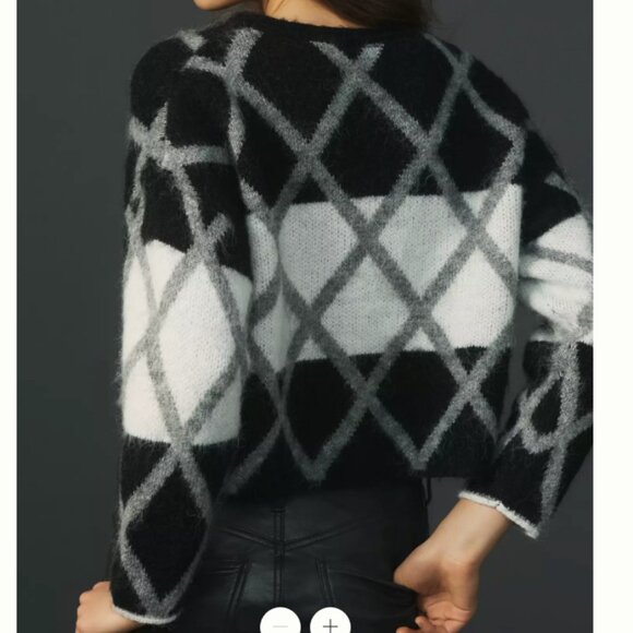 Anthropologie Lili Sidonio Plaid Fuzzy Sweater New With Tags - Picture 3 of 5